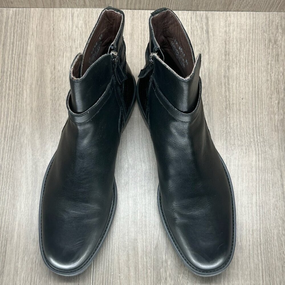 Boemos Boots Womens Sz 39 US9 Leather Moto Buckle Ankle Bootie Black Italy - Picture 3 of 13